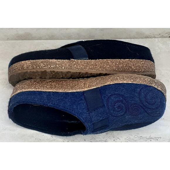 Haflinger Magic Swirl Navy Denim Felted Wool Clog Slipper Size 39 - Picture 6 of 8